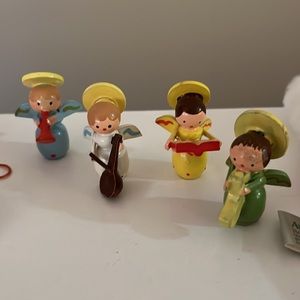 13 Christmas ornaments music wood angels, Hershey bell & flocked dog plus more